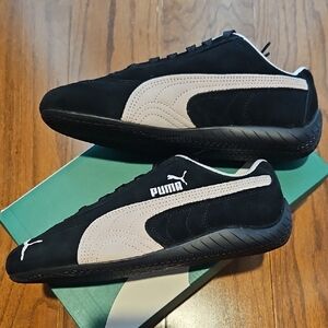 Puma Women's Black Suede Speedcat Sneakers with MAUVE Formstripe